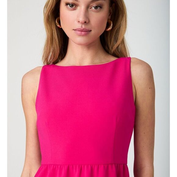 French connection, Elegant Pink Sleeveless Boat-Neck Dress size 4 new condition. - Picture 2 of 10